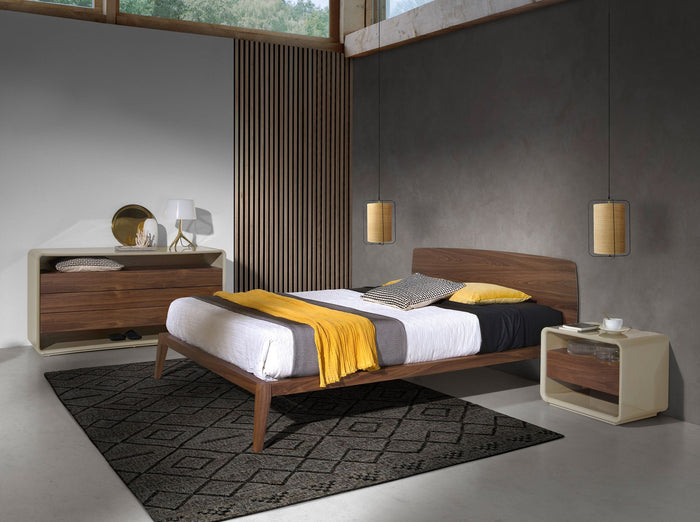 Comodino noce e legno grigio