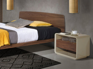 Comodino noce e legno grigio