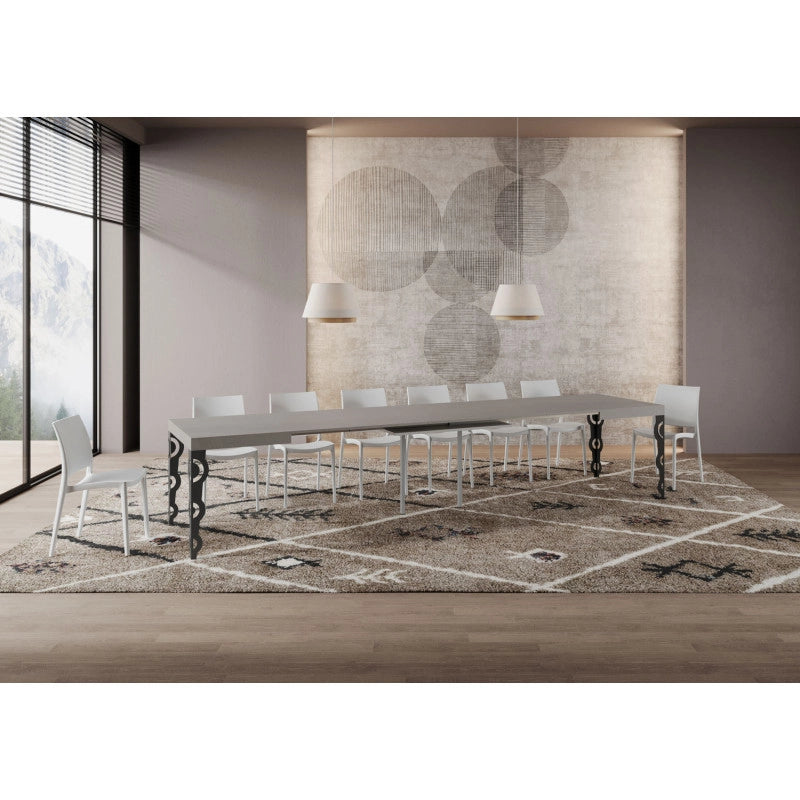 Tavolo allungabile 140/400x90 cm Karamay telaio Antracite - Cashmere