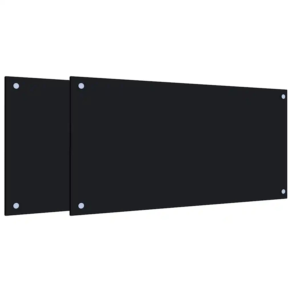 Paraschizzi per Cucina 2 pz-Set di 2 Protezione parete cucina Neri 80x40 cm in Vetro Temperato