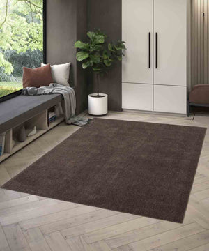Tappeto FEEL MARRONE tinta unita moderno, pelo morbido resistente e lavabile in lavatrice cm.240x340