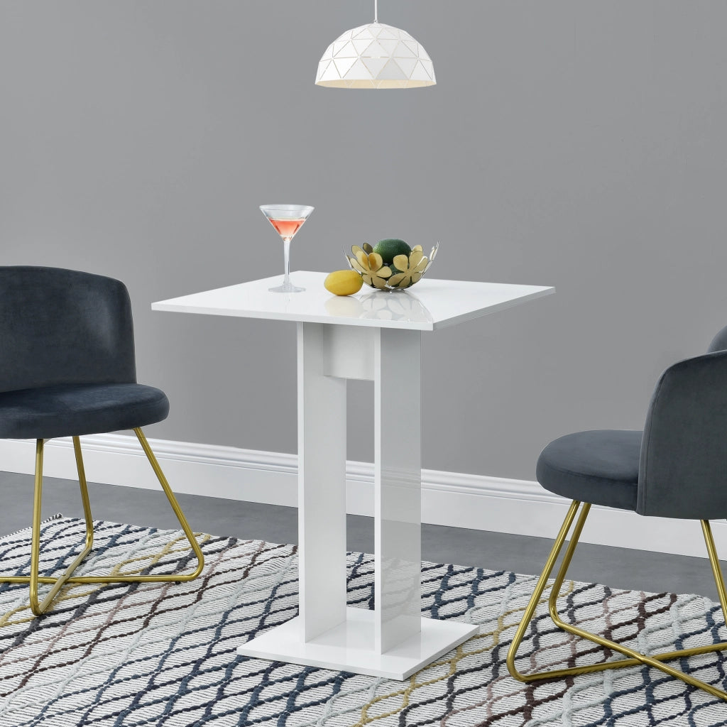 Tavolo Quadrato Lindesnes da Cucina Pranzo Bar 65 x 65 x 78 cm - Bianco Lucido [en.casa]