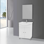 Mobile bagno Scanno 65 cm bianco lucido con lavabo in ceramica e specchio incluso