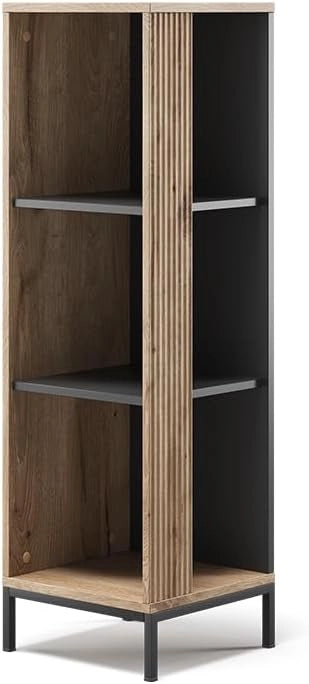 Scaffale porta cd Eliza, Quercia vichinga, 36 x 120 cm con 3 scomparti, adatto per riporre libri e oggetti decorativi