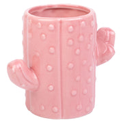 Portapenne cactus in ceramica rosa 13,5x7,8x11h