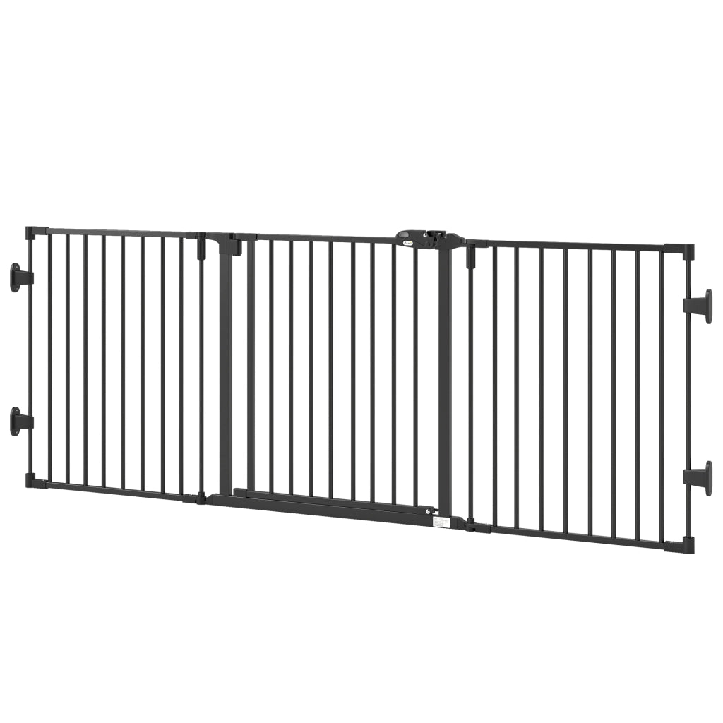 Cancellino per Cani Pieghevole in Acciaio con Chiusura Automatica, 202.5x2x76cm, Nero