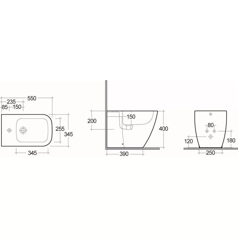 Bidet filo muro serie caroline