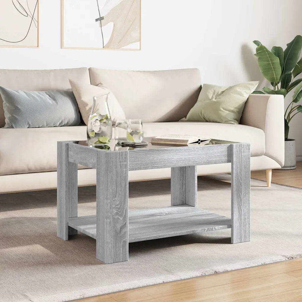 Tavolino Salotto con LED Grigio Sonoma 73x53x45 cm Multistrato