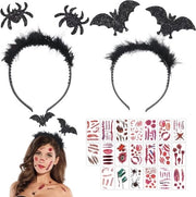 Fasciatura da capelli 2 pezzi - Accessori Halloween - Adesivi ragni - Copricapo femminile Halloween - Festa di fine anno carnovalesca