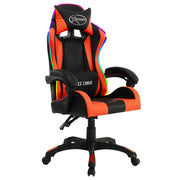Sedia da Ufficio | Sedia da Gaming con Luci a LED RGB Arancione e Nera Similpelle