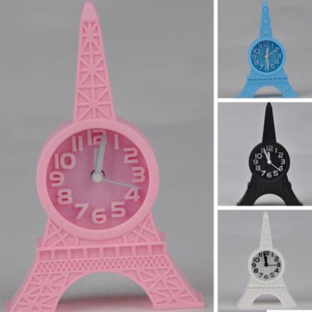 Trade Shop - Sveglia Da Tavolo A Forma Di Torre Eiffel Parigi Analogica Allarme Colorata -