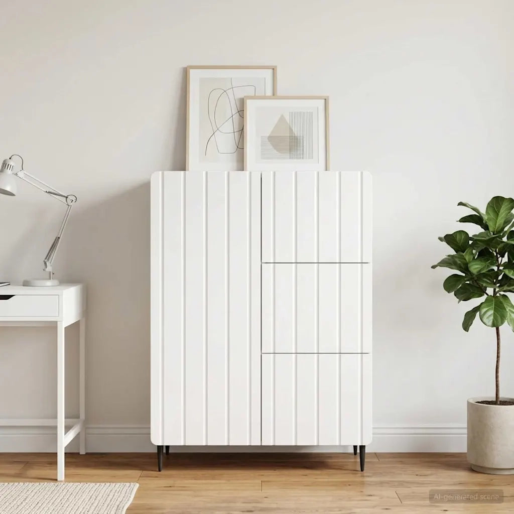Credenza Bianco Lucido 66 x 34,5 x 91,5 cm Legno ingegnerizzato 894399