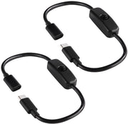 Kit di 2 cavi di estensione Type-C con interruttore on/off per lampada da tavolo LED e LED strip - Nero - Accessorio utile per uso domestico