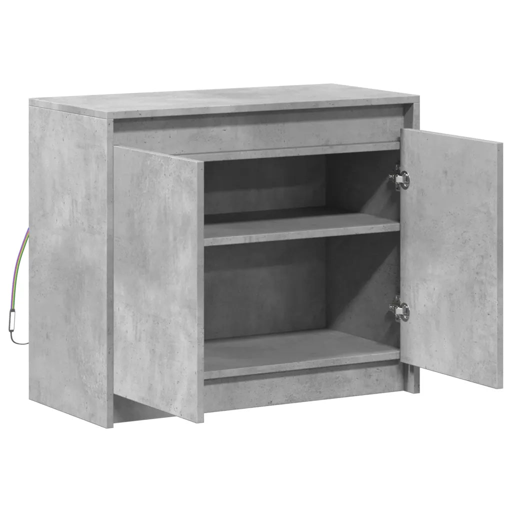 vidaXL Credenza con LED Grigio Cemento 72x34x61 cm Legno Multistrato