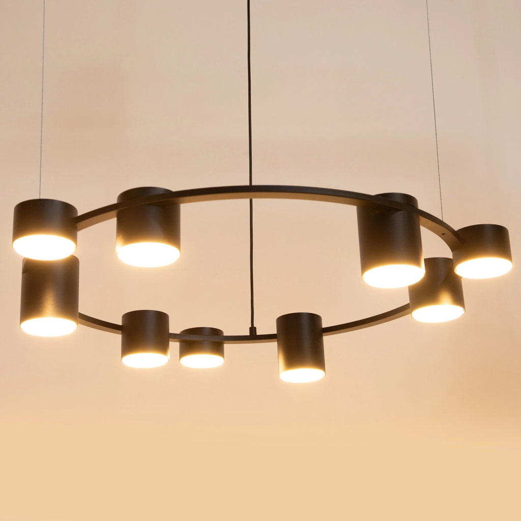 Lampadario nero moderno ad anello Ø72 9xGX53 KODO Sigma