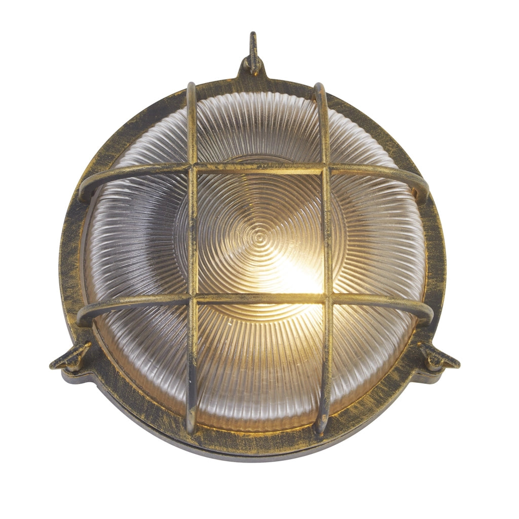 Plafoniera Esterno Vintage - Decò Paratia Alluminio Oro Trasparente 1 Luce E27