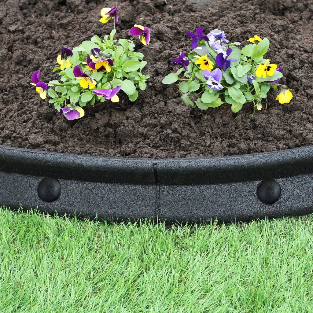Bordatura per Aiuole Bordo Prato da Giardino Palizzata Flessibile fino a 70° in Gomma Resistente agli UV Pezzi da 1.2m - Nero - 6 pezzi