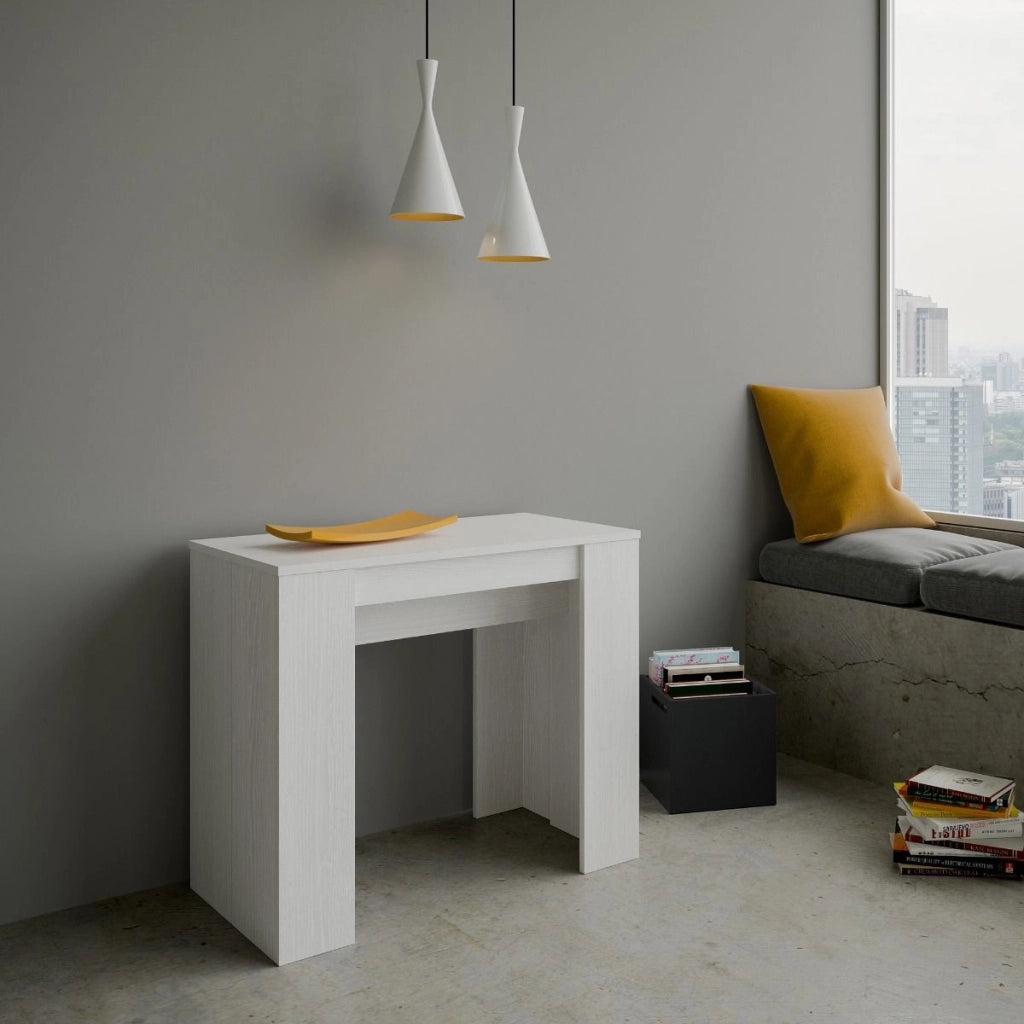 Consolle allungabile 90x48/204 cm Base Small Bianco Frassino