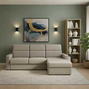 Vigonovo, Divano Fisso con Penisola Sfoderabile Made in Italy, 280x160 cm Grigio Tortora\