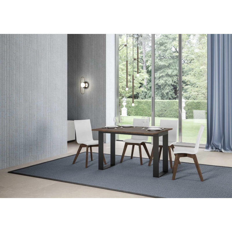 Tavolo apribile 120/200x45/90 cm Tecno Double telaio Antracite - Noce