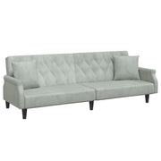 Divano letto con braccioli 216 x 89 x 70 cm velluto grigio chiaro 02_0021014