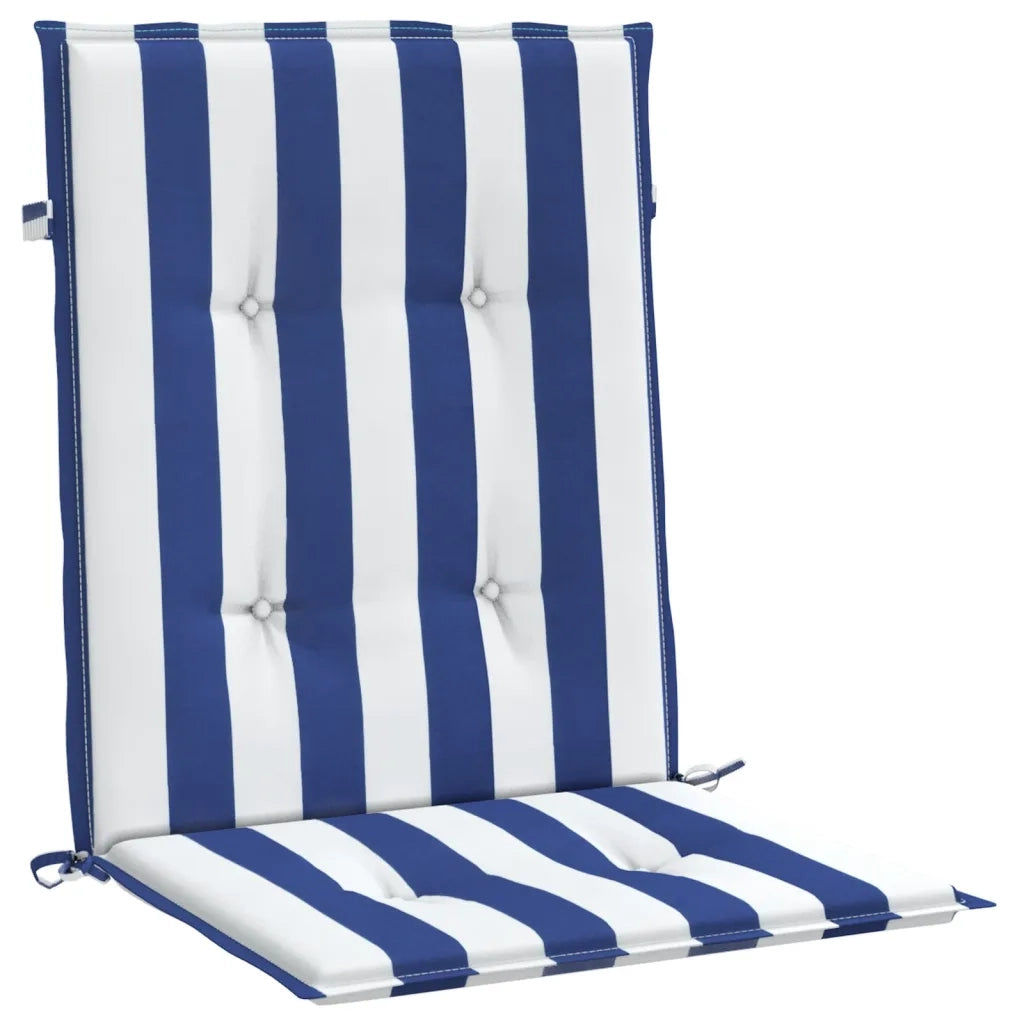 Cuscini Sedia Schienale Basso 2pz Strisce Bianche e Blu Tessuto 361319