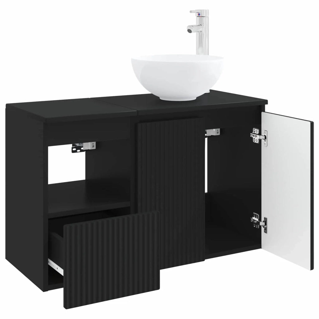 Set di mobili per il bagno 2 pz Nero Legno ingegnerizzato 3404035