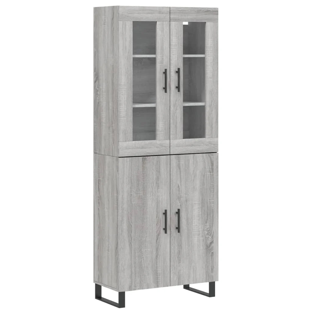 Buffet credenza cassettiera armadio mobile contenitore organizer cucina soggiorno salotto rovere Sonoma alto 69,5 x 34 x 180 cm legno ingegnerizzato grigio 02_0035608