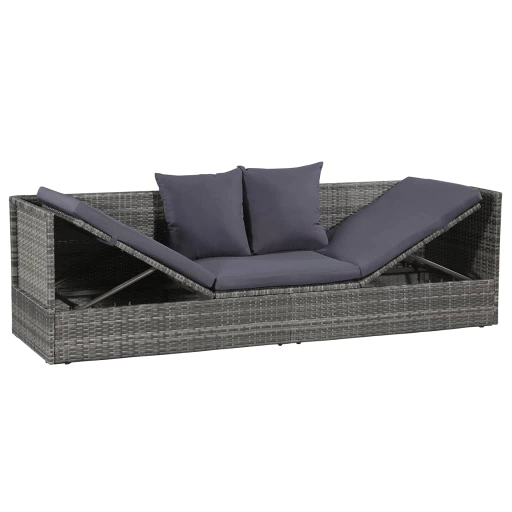 Letto da giardino grigio 200 x 60 cm resina intrecciata 02_0012002