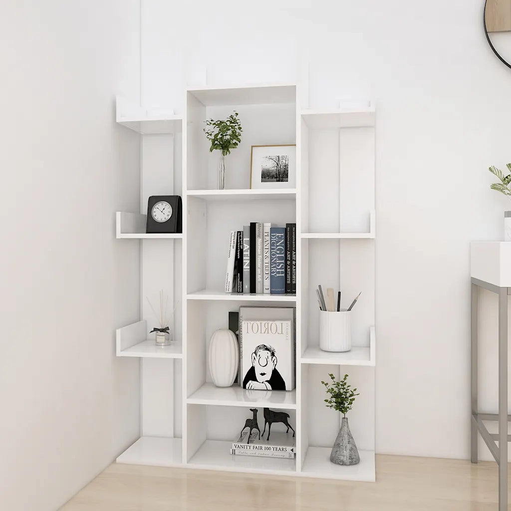 Libreria-Scaffale per Libri-Mobile di Stoccaggio Bianca 86x25,5x140 cm in Legno Multistrato