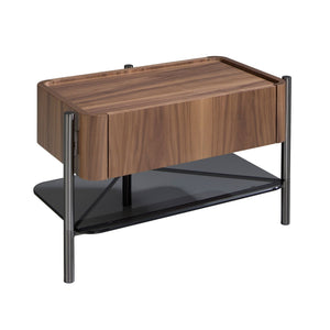 Comodino noce e acciaio scuro