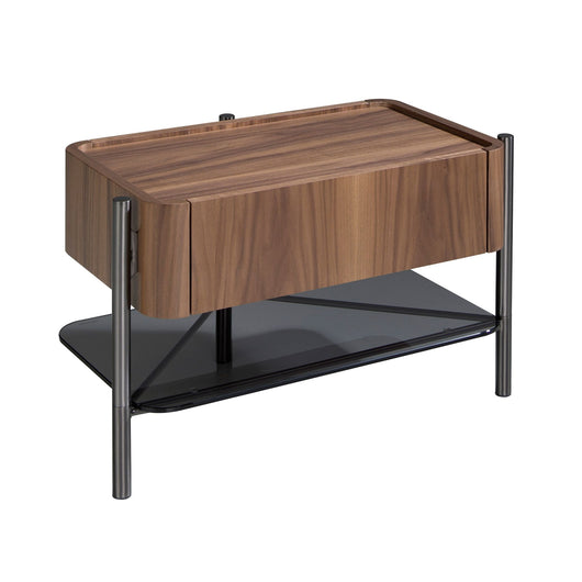 Comodino noce e acciaio scuro