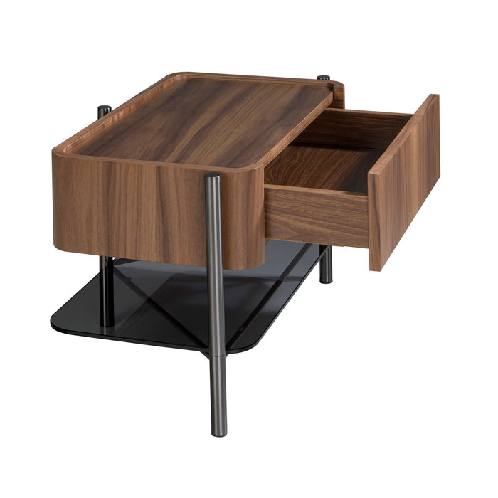 Comodino noce e acciaio scuro