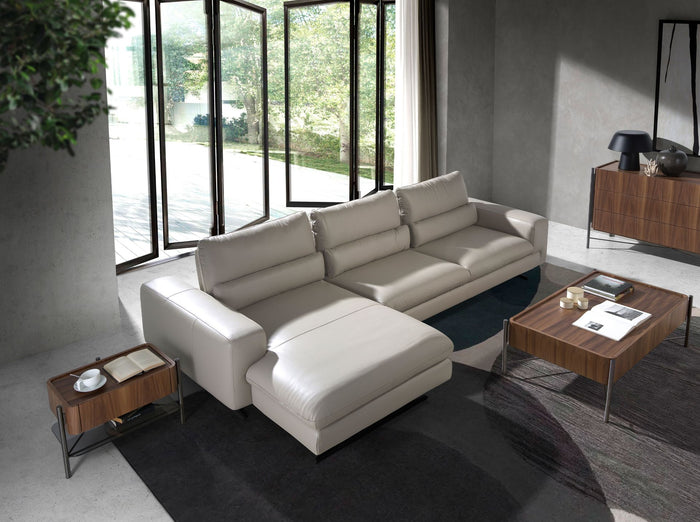 Comodino noce e acciaio scuro