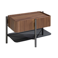 Comodino noce e acciaio scuro