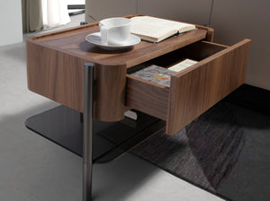 Comodino noce e acciaio scuro