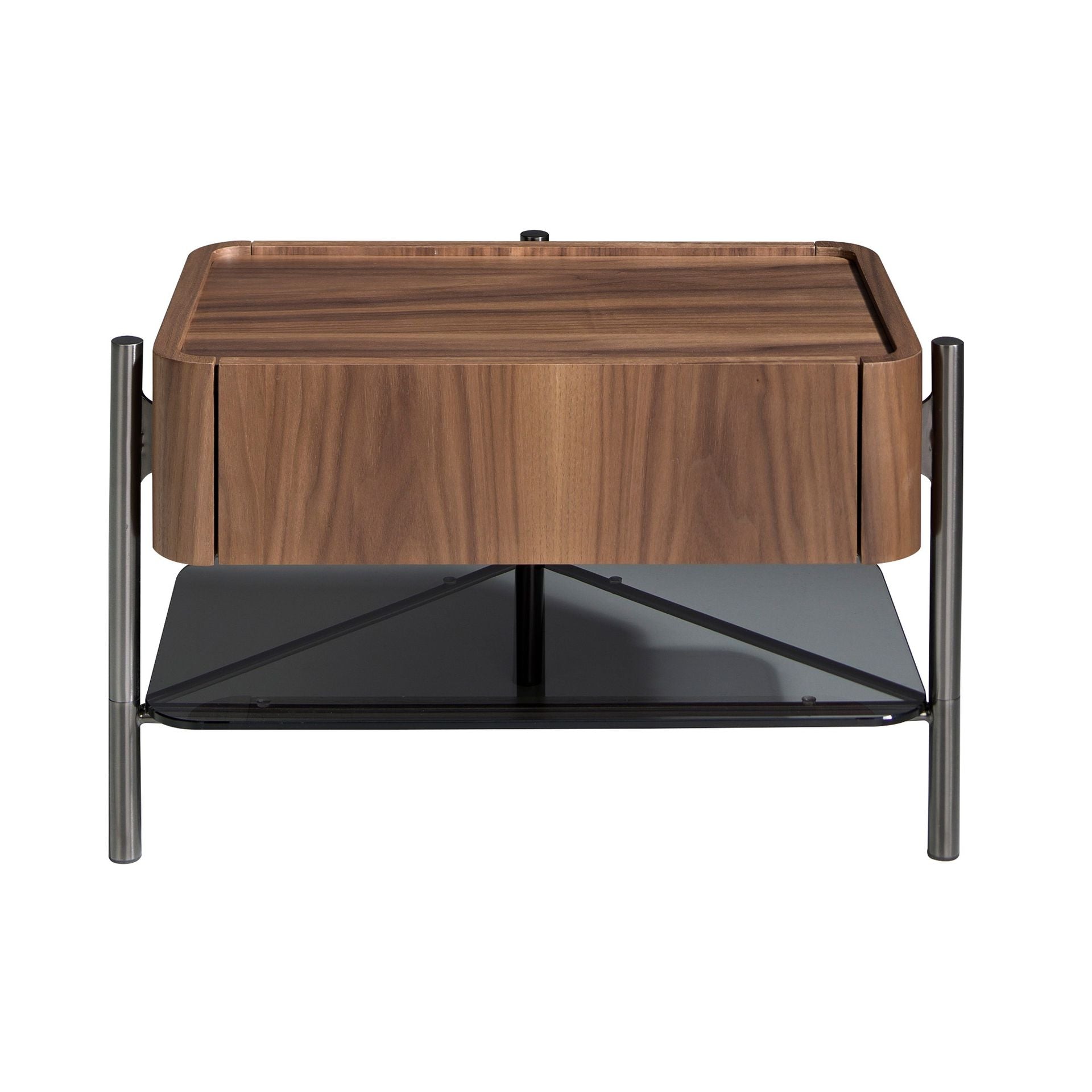 Comodino noce e acciaio scuro