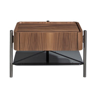 Comodino noce e acciaio scuro