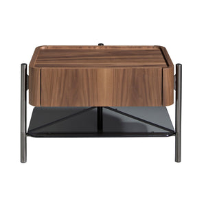 Comodino noce e acciaio scuro