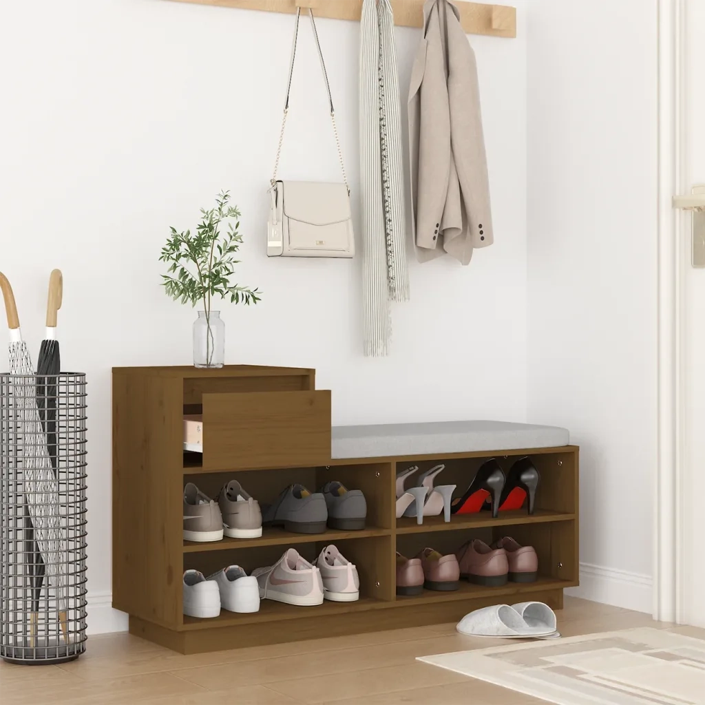 Scarpiera ambra 110x34x61 cm in Legno Massello di Pino 814452