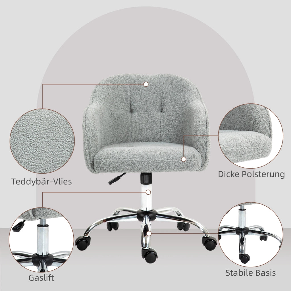 Sedia da ufficio ergonomica ¨C Xylo ¨C tessuto teddy grigio con funzione dondolo 56x61x86 cm