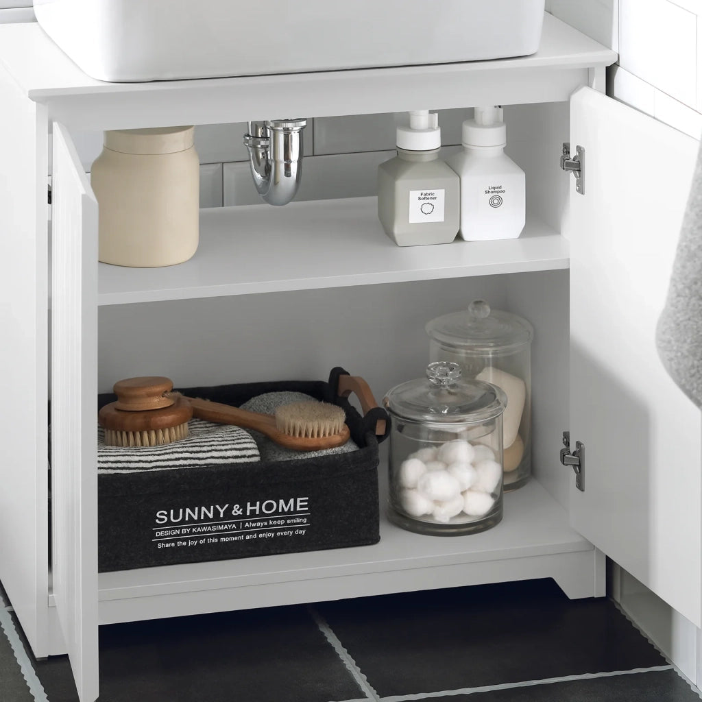 Mobile Sottolavabo Mobile Bagno Mobile Base Per Lavabo Con 2 Ante Bianco 60x30x60cm BZR108-W SoBuy