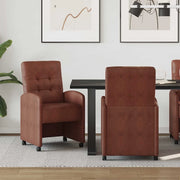 Sedie da Pranzo con Ruote 2 pcs Marrone lucido 58 x 67 x 97 cm