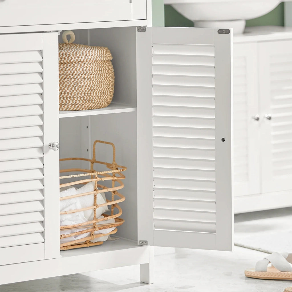 Mobiletto Bagno Colonna Bagno Cassettiera Bagno Con Cassetti Bianco FRG238-W