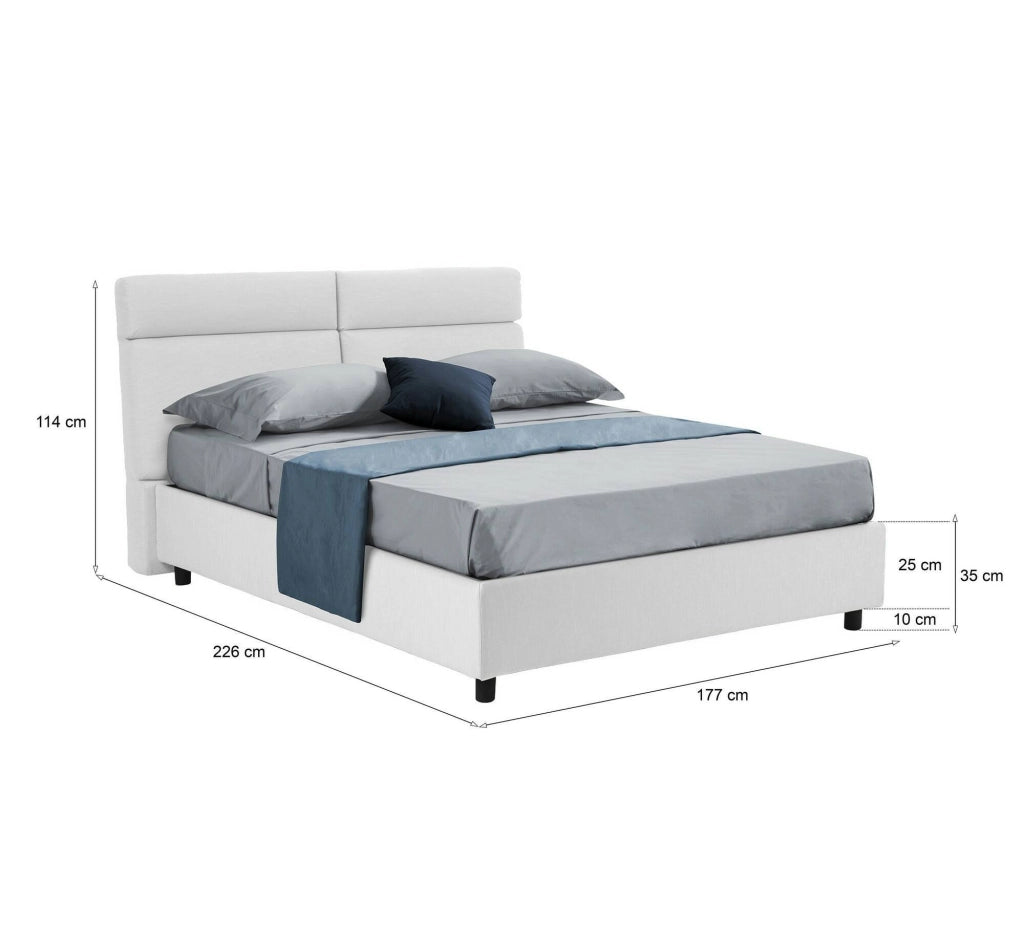 Letto Matrimoniale Ator, Letto Matrimoniale Sfoderabile Made in Italy, Bianco