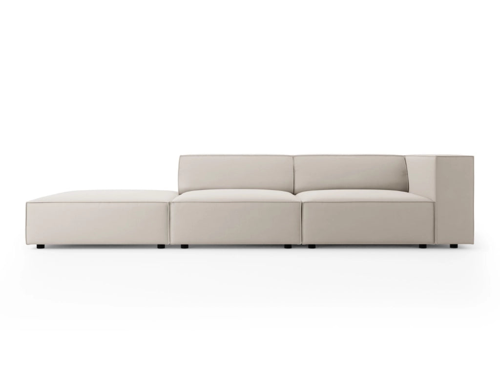 Cosmopolitan Design - Divano sinistro "Arendal" 4 posti in velluto ecru 