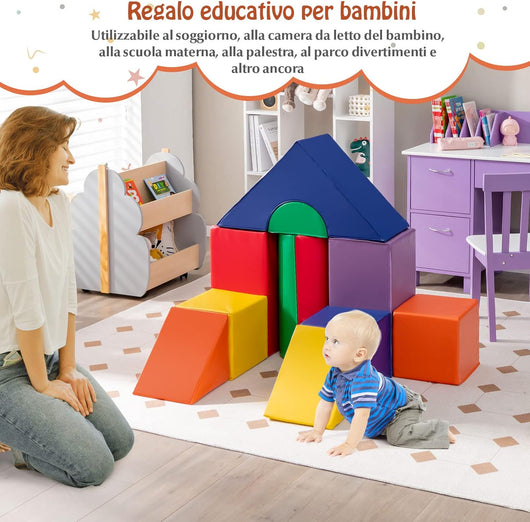 Set di Giocattoli per Arrampicata Impermeabile in Schiuma da 11 Pezzi, Set di Blocchi per Arrampicata per Bambin di età Superiore a 1,5 Anni, Multicolore