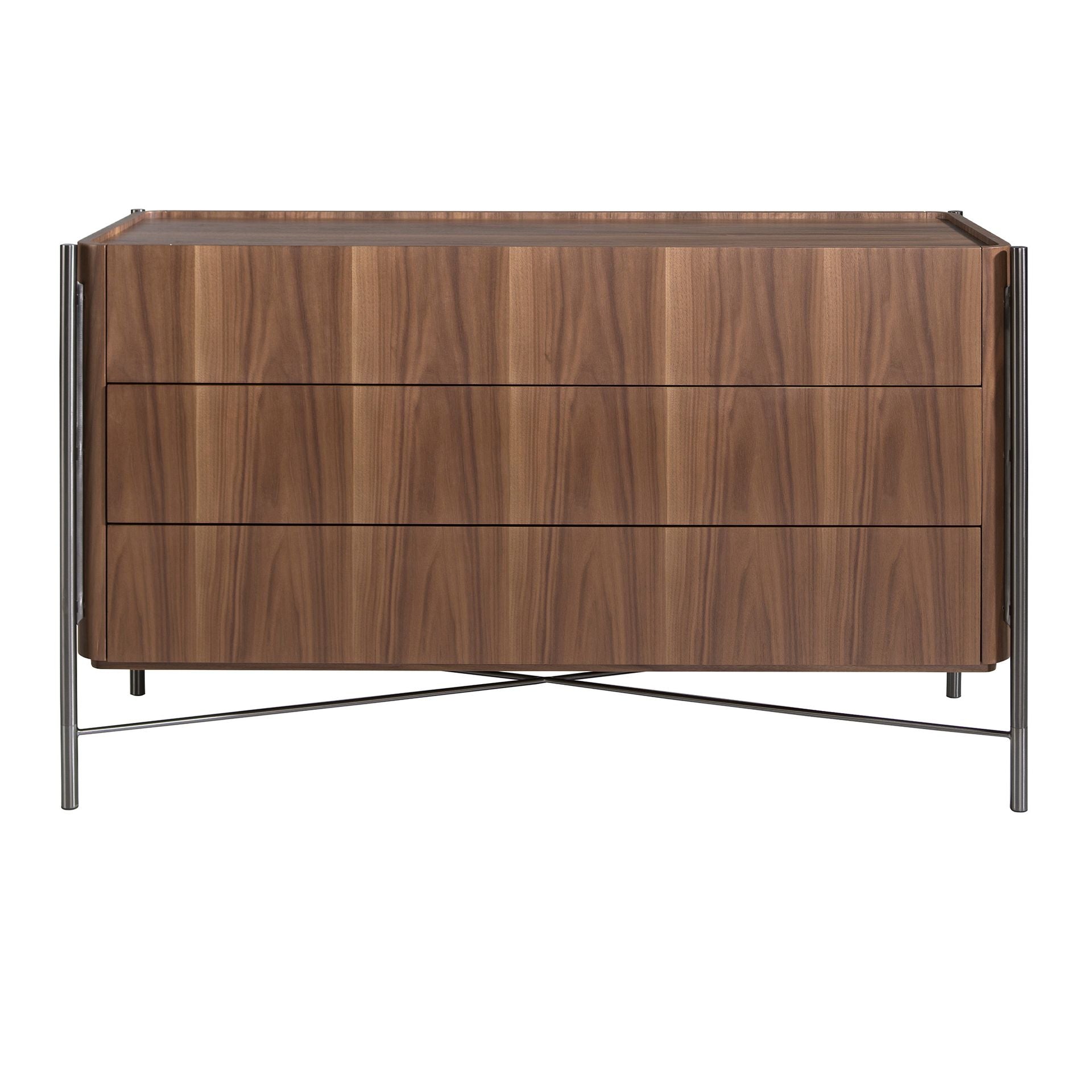 Cassettiera noce e acciaio scuro