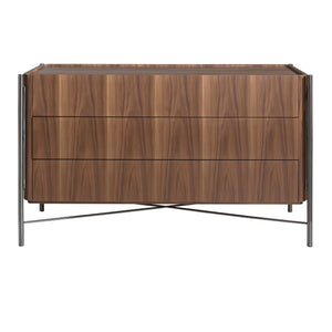 Cassettiera noce e acciaio scuro