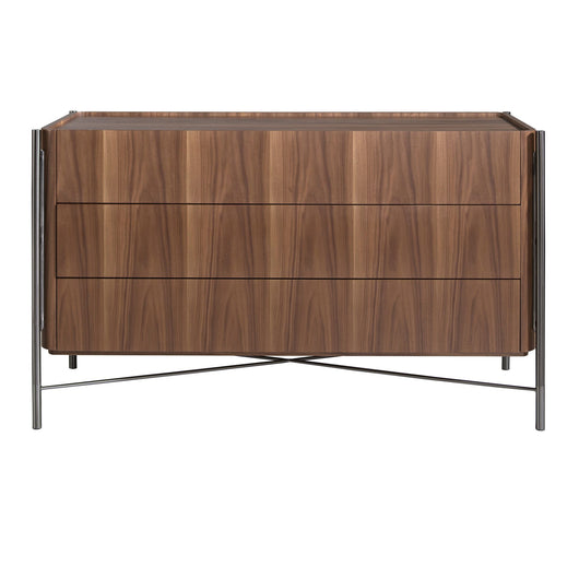 Cassettiera noce e acciaio scuro